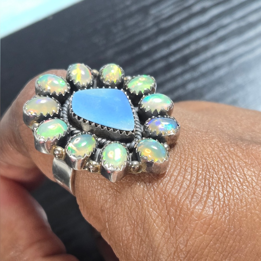 Native sterling silver opal ring ! Acid tested